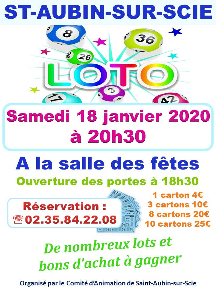 AFFICHE Loto 2020 Mairie de SAINT AUBIN SUR SCIE, village normand