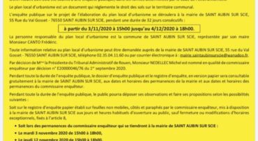 AVIS D’ENQUETE PUBLIQUE: ELABORATION DU PLAN LOCAL D’URBANISME