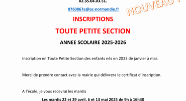 INSCRIPTON TOUTE PETITE SECTION 2025-2026 ECOLE LES PETITS PRINCES