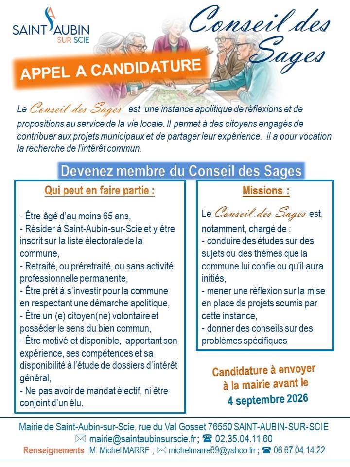 CONSEIL DES SAGES APPEL A CANDIDATURE