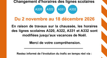 MODIFICATIONS CIRCUIT TRANSPORT SCOLAIRE DU 2 NOVEMBRE AU 18 DECEMBRE 2026